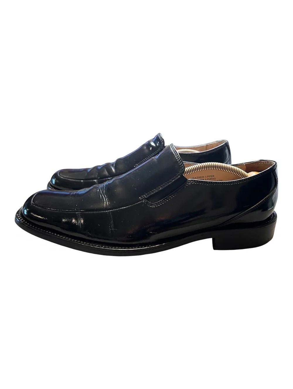 VTG Kenneth Cole New York Blk Leather Square Toe Slip On Loafers Mens Size 11.5